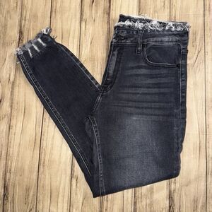 KanCan Maurices Skinny High Rise Black Jeans Raw Waist Hems Women's 28